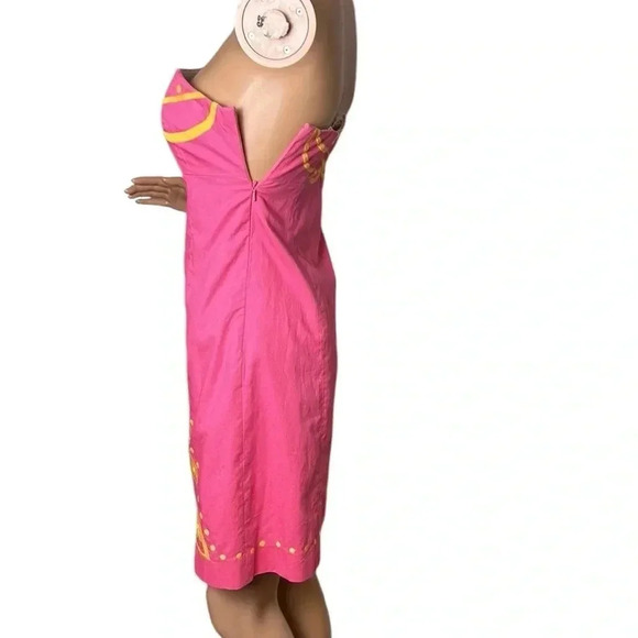 Lilly Pulitzer strapless dress women .size 0 zero , pink,cotton,embroidered. - Picture 8 of 15